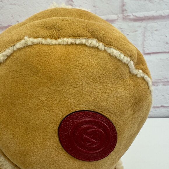 Gucci Shearling Camel Pom Pom Knit Bucket Winter Hat NWT main image 5